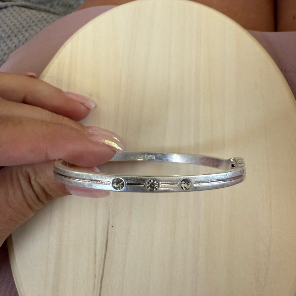 Chic Silver-Tone Bracelet with Crystal Accents